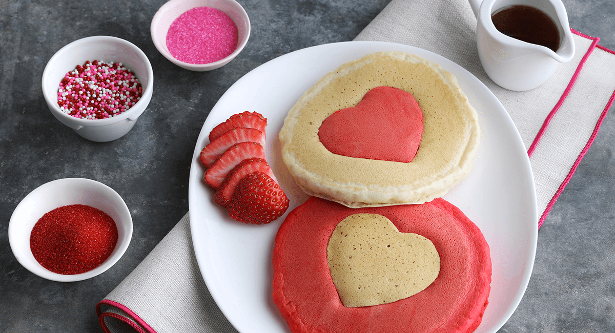 Two-Tone Heart-Shaped Pancakes